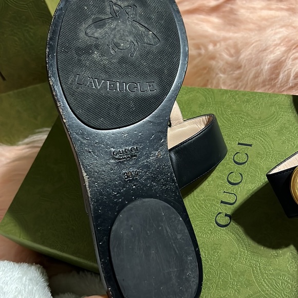 Gucci Marmont Leather Thong Sandals With Double G size 38.5 - Picture 4 of 12